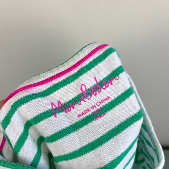 Mini Boden Green Stripe Bunny Sequin Tee Shirt 7-8 - Picture 4 of 6